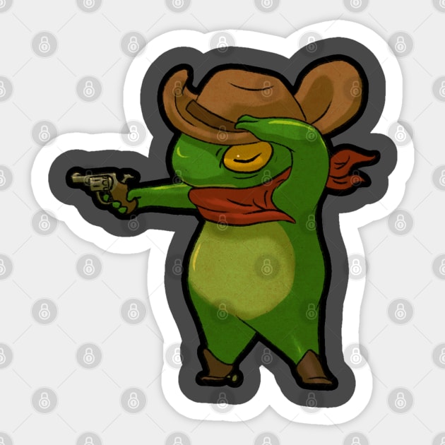 cowboy frog art Sticker by DingHuArt